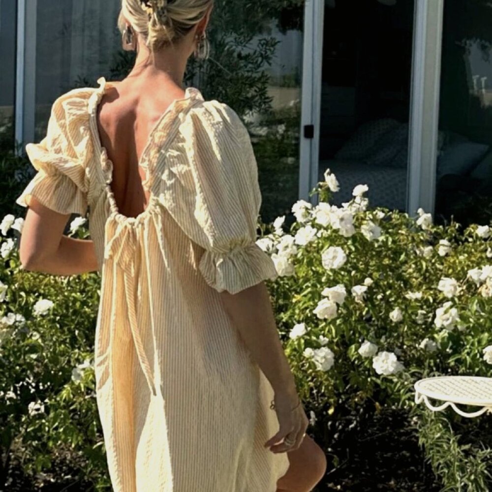 Stone Cold Fox Cream Yellow Striped Mini Dress